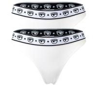 CHIARA FERRAGNI Damen Slip 2er Pack - Brief, Cotton Stretch, Logobund, uni Weiß XS