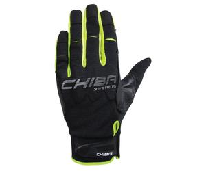 Chiba Kletterhandschuhe Via Ferrata Absolut (Puller-Anziehhilfe, aus Nappa-Leder) schwarz/neongelb - 1 Paar, Größe M