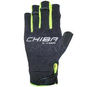 Chiba Kletterhandschuhe Via Ferrata X-Trem (Quickpull-Ausziehhilfe, aus Nappa-Leder) schwarz/neongelb - 1 Paar, Größe XXS