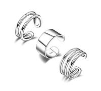 CHIC & ARTSY 3Pcs Ear Cuff Set Damen Ohrmanschette Ohrringe 925 Sterling Silber Earcuffs Set Helix Knorpel Ohrmanschette Ohne Ohrloch Wickelohrring Fakepircings Ohr Cuffs Ohrklemme
