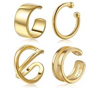 CHIC & ARTSY 4Pcs Ear Cuff Set Damen Ohrmanschette 925 Sterling Silber Ohrringe Earcuffs Gold Set Helix Knorpel Ohrmanschette Ohne Ohrloch Wickelohrring Fakepircings Ohr Cuffs Ohrklemme