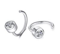 CHIC & ARTSY Huggie Creolen 925 Sterling Silber Weiß CZ Huggie Creolen für Frauen Offene Huggie Ohrringe Halbe Huggie Ohrringe