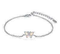 CHIC & ARTSY Schmetterling Armband 925 Sterling Silber erstellt Opal Schmetterling Armband für Frauen Freundschaft Armbänder Schmetterling Charms Armband einstellbar
