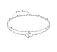 CHIC & ARTSY Womens 925 Sterling Silber Opal Fußkettchen Armband mit Perlen Kette