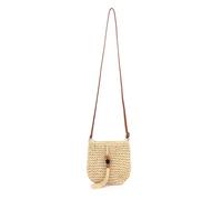 CHIC DIARY Kleine Strohtasche Damen mit dem Quastenanhänger Sommer Strandtasche Stroh Umhängetasche Schultertasche