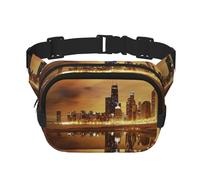 Chicago City Square Doppellagige Hüfttasche Brusttasche Crossbody Tasche Laufen Reisen Wandern Hüfttasche, Schwarz , Einheitsgröße
