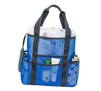 CHICAMPERA 1 Stück Große Mesh Strandtasche Blau Multifunktionale Handtasche für Strandspielzeug Handtücher und Wasserfest und Schnell Trocknend für Pool und Reisen