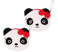 CHICAMPERA 2 Stück Pack Kleine Stoffgeldbörse mit Reißverschluss für Niedliche Panda Form Einfach zu Benutzen Weiches Material als Münzbeutel oder Kartenhalter