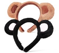 CHICAMPERA 2 Stück Plüsch Bärenohren Haarband Weiches Cosplay Headband mit Niedlichen Tierohren Hautfreundlich Leichtes Stirnband für Partys Make up und Kostümzubehör
