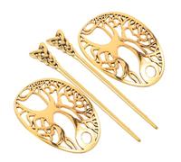 CHICAMPERA 2 Stück Wikinger Haarschmuck für Damen aus Leichter Legierung mit Lebensbaum Motiv Komfortables Vintage Design für Mittelalterliches Cosplay und Alltag