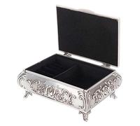 CHICIRIS Retro-Schmuckkästchen, Aufbewahrungsbehälter aus Zinklegierungsmetall für Ohrringe, Ringe, Halsketten, mit Geschnitztem Rosendesign, Geschenk für Frauen (9 * 6,5 * 4)