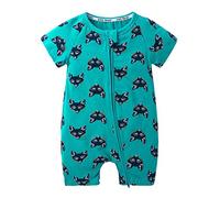 Chickw1 Baby Body Strampler Einteiliger, Babykleidung Tier Drucken Junge/Mädchen Unisex Kurzarm Sommer Baumwolle Spielanzug Schlafanzug für Neugeborene,Kleinkinder (80cm,Grüner Fuchs)