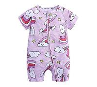 Chickw1 Baby Body Strampler Einteiliger, Mode Drucken Babykleidung Junge/Mädchen Unisex Kurzarm Sommer Baumwolle Spielanzug Schlafanzug für Neugeborene,Kleinkinder (66cm,Rosa Wolken)