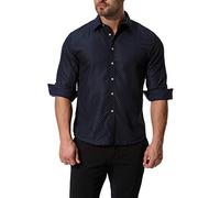 Chickw1 Gitter Button Down Hemd Herren Langarm, Baumwolle Herbst Slim Fit Comfort Arbeit Business Shirt Modern Hochzeit Büro Reise Pocket Freizeithemd (M,Marine)