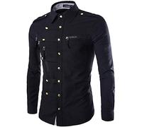 Chickw1 Gitter Button Down Hemd Herren Langarm, Baumwolle Herbst Slim Fit Comfort Arbeit Business Shirt Modern Hochzeit Büro Reise Pocket Freizeithemd (2XL,Schwarz)