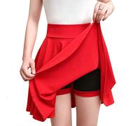 Chickw1 Kurz Röcke für Damen Basic Solid Grose Grösen Faltenrock, Sommer Retro Sexy Vielseitige Dehnbaren Hohe Taille Skaterrock Informell A-line Minikleid Rock (XXXL,Rot)