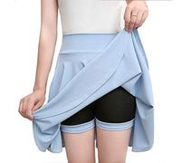 Chickw1 Kurz Röcke für Damen Basic Solid Grose Grösen Faltenrock, Sommer Retro Sexy Vielseitige Dehnbaren Hohe Taille Skaterrock Informell A-line Minikleid Rock (XL,Babyblau)