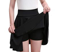 Chickw1 Kurz Röcke für Damen Basic Solid Grose Grösen Faltenrock, Sommer Retro Sexy Vielseitige Dehnbaren Hohe Taille Skaterrock Informell A-line Minikleid Rock (4XL,Schwarz)