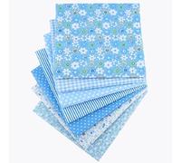 Chickwin 7 Stück Stoffe zum Nähen Patchwork Stoffreste zum Nähen Quilten DIY Dekoration Basteln Handwerken Reine Baumwolle Stoff Bedruckte Mustern Stoffpakete (Blau,25x25cm)