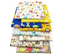 Chickwin 8 Stück Stoffe zum Nähen Patchwork Stoffreste zum Nähen Quilten DIY Dekoration Basteln Handwerken Reine Baumwolle Stoff Bedruckte Mustern Stoffpakete (Tier D,25x25cm)