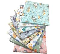 Chickwin 8 Stück Stoffe zum Nähen Patchwork Stoffreste zum Nähen Quilten DIY Dekoration Basteln Handwerken Reine Baumwolle Stoff Bedruckte Mustern Stoffpakete (Tier C,25x25cm)