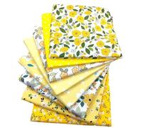 Chickwin 8 Stück Stoffe zum Nähen Patchwork Stoffreste zum Nähen Quilten DIY Dekoration Basteln Handwerken Reine Baumwolle Stoff Bedruckte Mustern Stoffpakete (Gelb,50x50cm)