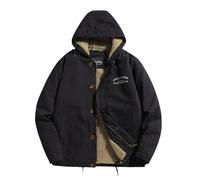 Chickwin Herren Jacke Winter Herbst mit Kapuze Samt, Elegant Übergangsjacke Warme Winterjacke Männer Vintage Jacken Mantel für Outdoor Snowboard Wandern Fahrrad