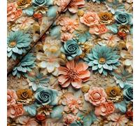 Chickwin Stoff Meterware Patchwork Stoffe Paket, Blumen Muster Stoffe zum Nähen, Stoffreste zum Nähen Stoffreste Patchwork für Basteln Kleidung DIY Bastelstoffe (Blaue Blumen,50x145cm)