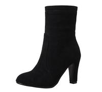 CHICMARK Damen Lässige Stiefeletten mit Runder Spitze und Blockabsätzen (Schwarz, 44 EU)