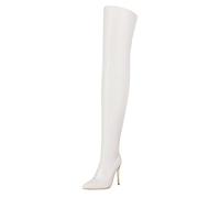CHICMARK Damen Overknee Stiletto Stiefel Elegant 11cm Absatz für Abend & Party (Weiß, 45 EU)