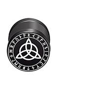 CHICNET Damen Herren Fake Plug Piercing Ohrstecker Ohrring aus Edelstahl in schwarz Silber, Schraubverschluss, 10mm rund, 6mm lang, 1.2mm Stift, Viking Celtic Nordic Triquetra