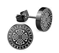 CHICNET Edelstahl Ohrstecker schwarz 8mm 10mm Viking Celtic Nordic Wikinger Norse keltisch Ohr Schmuck Chirurgenstahl Unisex weiß Tribal Männer Damen Herren keltischer Knoten