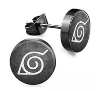 CHICNET Edelstahl Ohrstecker schwarz 8mm rot lila Sharingan Auge Rinnegan Anime Manga Ohr Schmuck Chirurgenstahl Unisex Männer Damen Herren Konoha Leaf Village