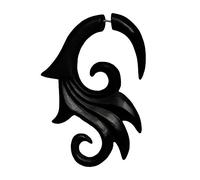 CHICNET Fake Piercing Ebenholz Edelstahl handgeschnitzt groß Ebony Dunkelbraun Dehner |Herren Damen Lobe Holz Expander Dehnschnecke Spirale Hook |Unisex Ohrstecker Ohrring braun schwarz Ornament
