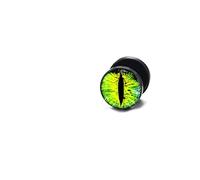 CHICNET Fake Piercing Plug Ohrring Edelstahl schwarz 10mm, Stab 1.2mm x 6mm, 16g Ohrstecker Männer Frauen bunt Blumen Weltall Galaxie Tier Auge Yin Yang Vegvisir Wikinger Kompass Katzenauge