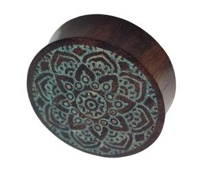 CHICNET Holz Plug Tunnel Ohrschmuck mit Mandala Gravur Unisex Piercing Dehner Einzelstück Double Flared Größen 4 mm bis 45 mm Leicht Organisch Preis pro Stück 12 mm