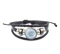 CHICNET Manga Anime Sharingan Auge Leder Armband schwarz silber grau verstellbar Perlen Edelstahl Zink geflochten Band Click Button Scheibe Männer Frauen Arm Schmuck Boruto Jogan