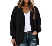 Chicrise Cardigan Damen Lang Herbst Strickweste Dünne Elegant Strickmantel Generisch Mode Kuscheliger Schwarz Groß 42-44 L