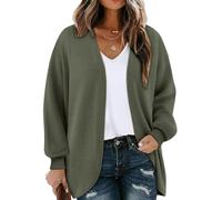 Chicrise Cardigan Damen Lang Herbst Strickweste Dünne Elegant Strickmantel Generisch Mode Kuscheliger Armeegrün X-Groß 46-48 XL