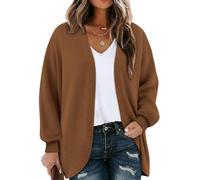 Chicrise Strickjacke Damen Lange Leichte Strickmantel Elegant Dünne Cardigan 2025 Generisch Kuscheliger Braun 2X-Groß 50-54 2XL