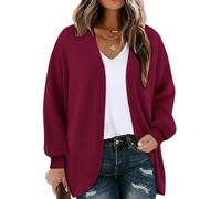 Chicrise Strickjacke Damen Lange Leichte Strickmantel Elegant Dünne Cardigan 2025 Generisch Kuscheliger Weinrot Klein 34-36 S