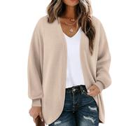 Chicrise Strickjacke Damen Lange Leichte Strickmantel Elegant Dünne Cardigan 2025 Generisch Kuscheliger Khaki Klein 34-36 S
