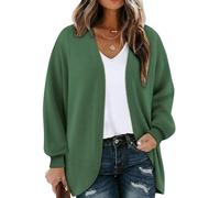 Chicrise Strickmantel Damen Lang Herbst Strickweste Dünne Elegant Cardigan Generisch Mode Kuscheliger Dunkelgrün 2X-Groß 50-54 2XL