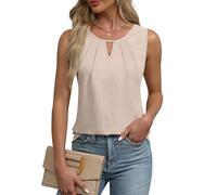 Chicrise Top Damen Sommer Tank Oberteile V Ausschnitt 2025 Comma Bluse Elegant Beige Klein 34-36