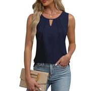 Chicrise Top Damen Sommer Tank Oberteile V Ausschnitt 2025 Comma Bluse Elegant Blau Groß 42-44