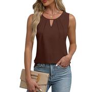 Chicrise Top Damen Sommer Tank Oberteile V Ausschnitt 2025 Comma Bluse Elegant Dunkel Braun Mittel 38-40