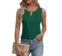 Chicrise Top Damen Sommer Tank Oberteile V Ausschnitt 2025 Comma Bluse Elegant Grün Klein 34-36
