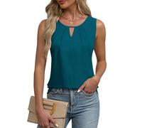 Chicrise Top Damen Sommer Tank Oberteile V Ausschnitt 2025 Comma Bluse Elegant Pfauengrün Klein 34-36
