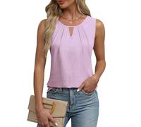 Chicrise Top Damen Sommer Tank Oberteile V Ausschnitt 2025 Comma Bluse Elegant Rosa X Groß 46-48