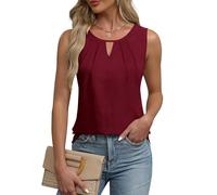 Chicrise Top Damen Sommer Tank Oberteile V Ausschnitt 2025 Comma Bluse Elegant Rot Mittel 38-40